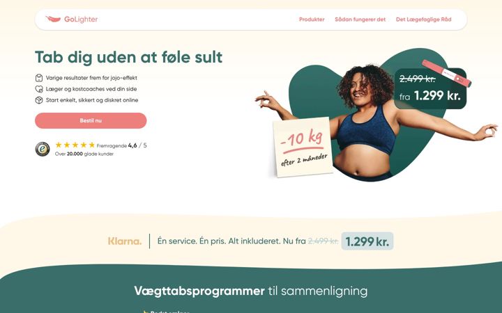 Screenshot of golighter.dk