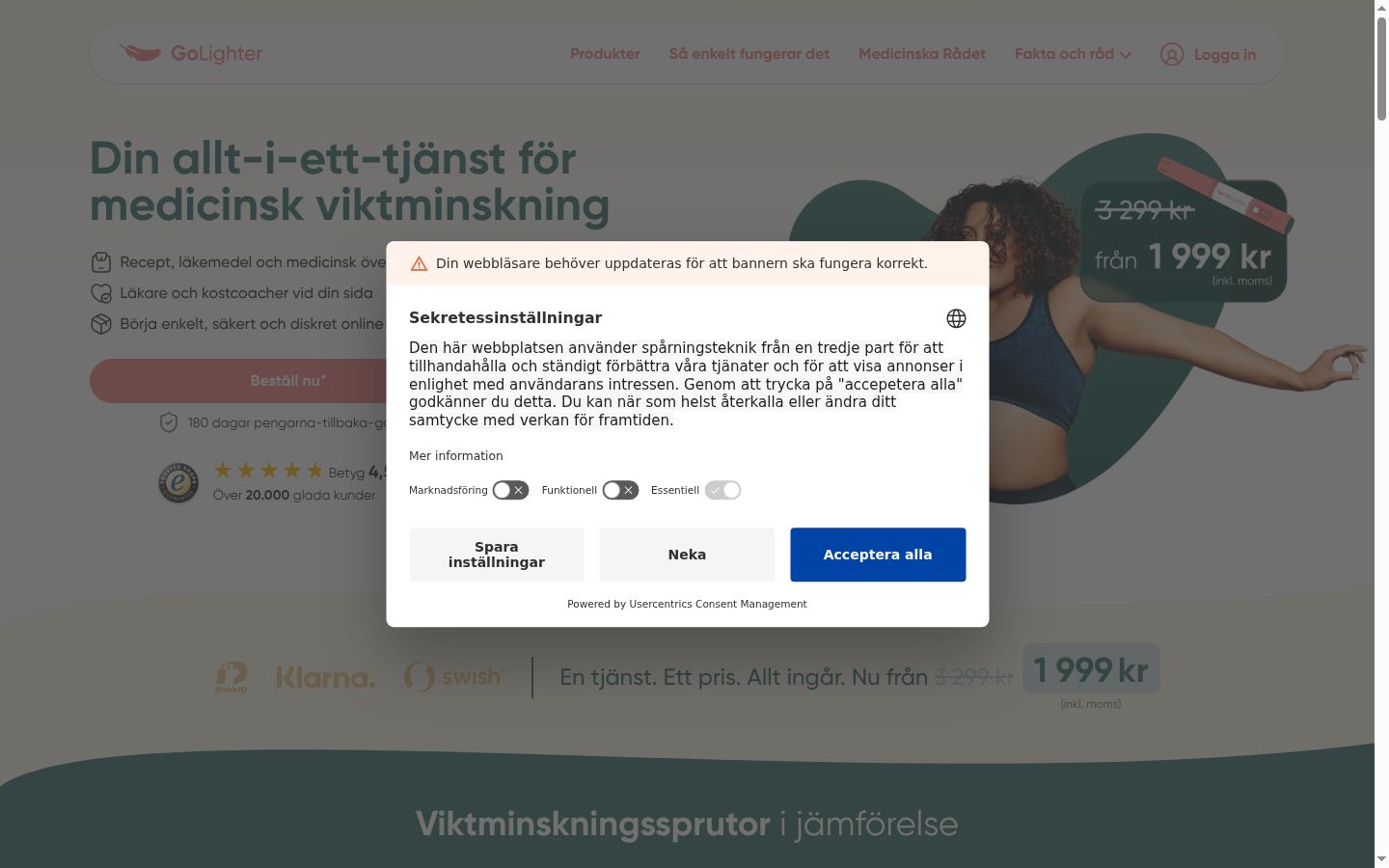 Screenshot tal-banner tal-kunsens muri qabel kwalunkwe interazzjoni