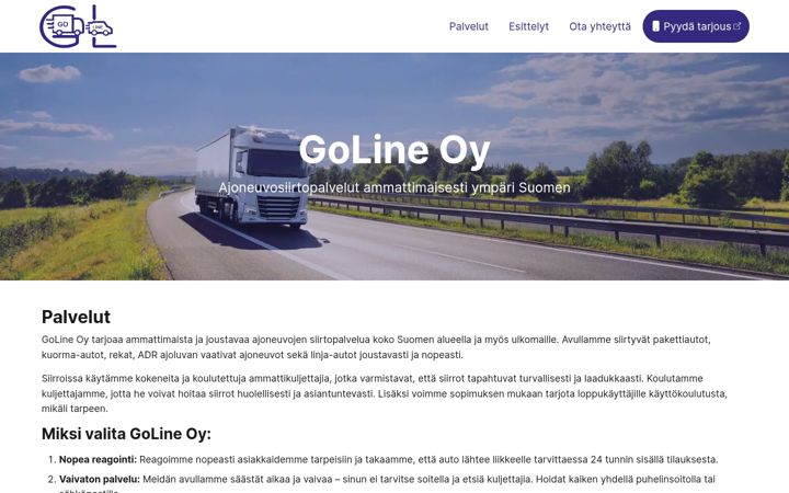 Screenshot of goline.fi