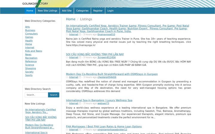 Screenshot of golinkdirectory.com