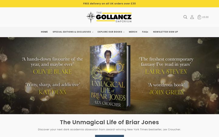 Screenshot of gollancz.co.uk