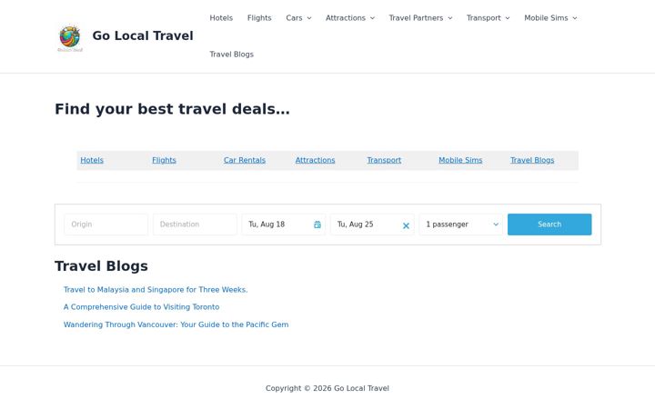 Screenshot of golocaltravel.com
