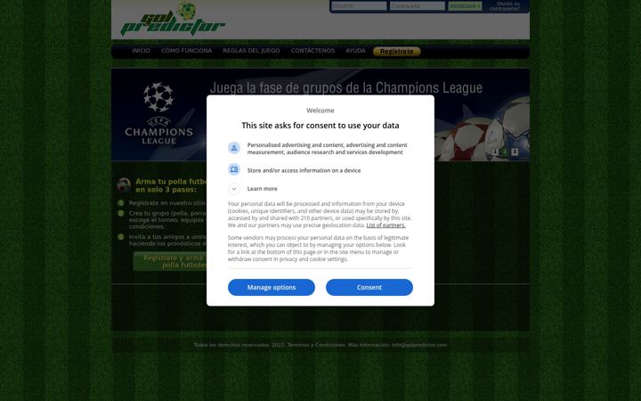 Screenshot of golpredictor.com