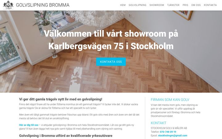 Screenshot of golvslipningbromma.nu