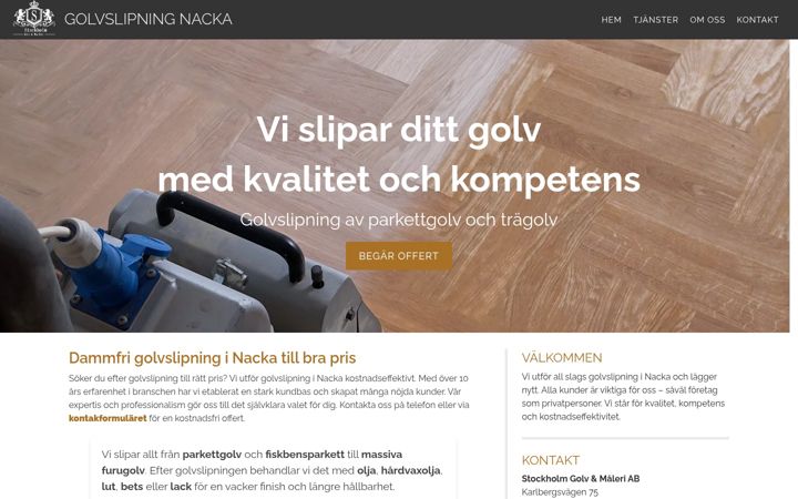 Screenshot of golvslipningnacka.nu