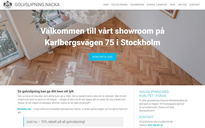 Screenshot of golvslipningnacka.se