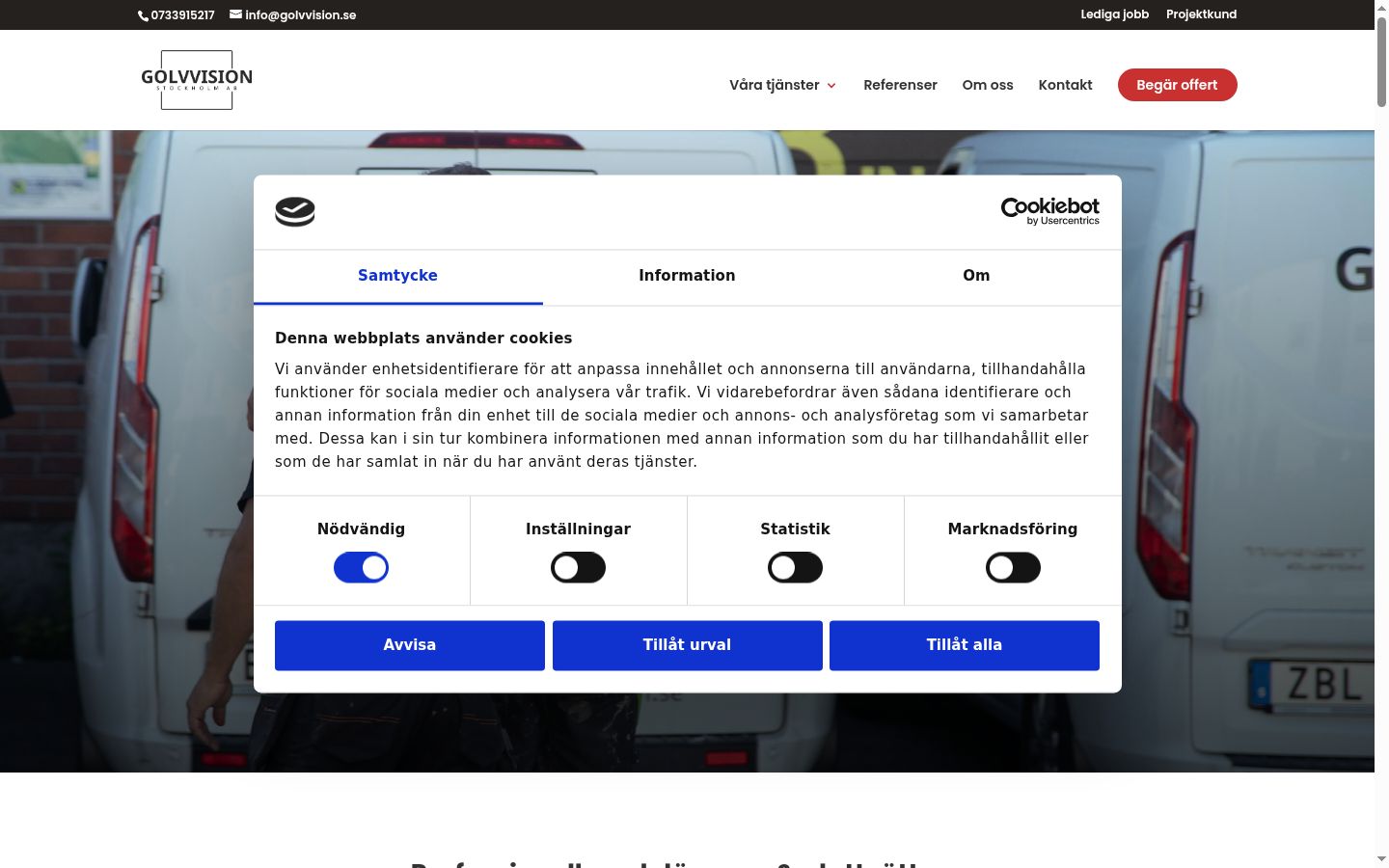 Snimka zaslona bannera za privolu prikazanog prije bilo kakve interakcije