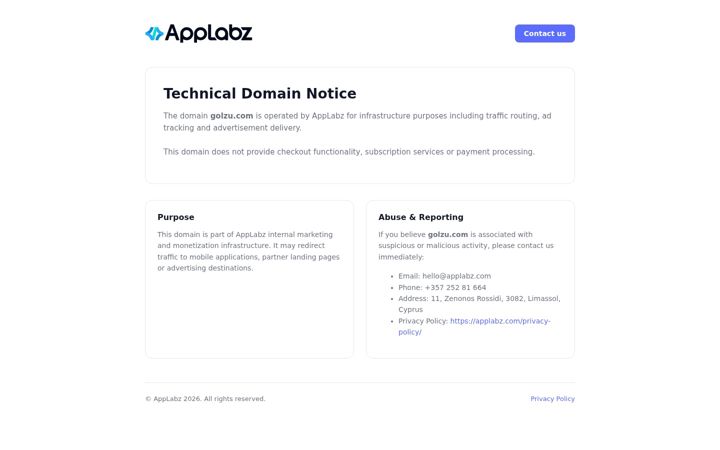 Screenshot ta' golzu.com