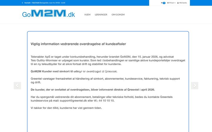 Screenshot of gom2m.dk