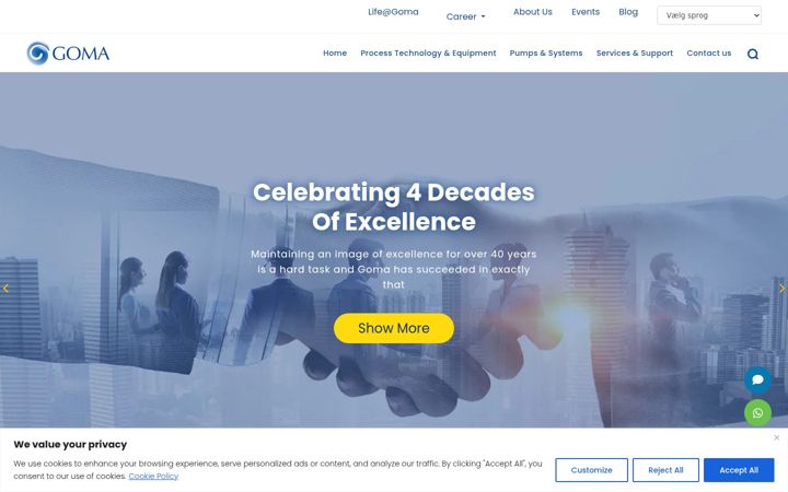 Screenshot of goma.co.in