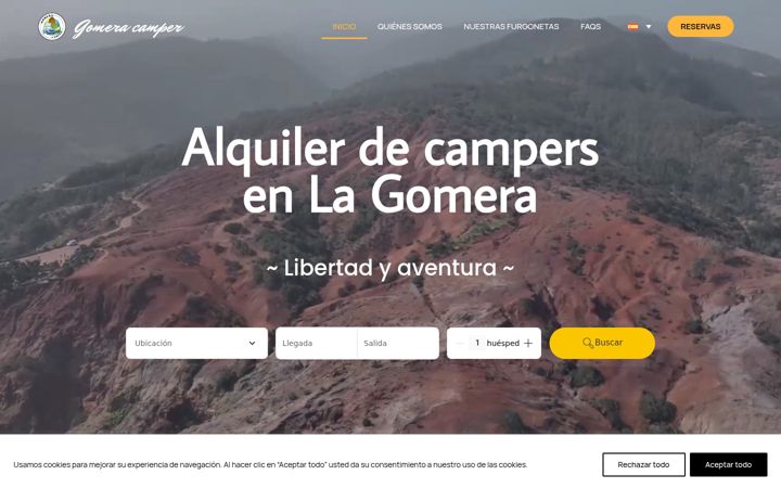 Screenshot of gomeracamper.com