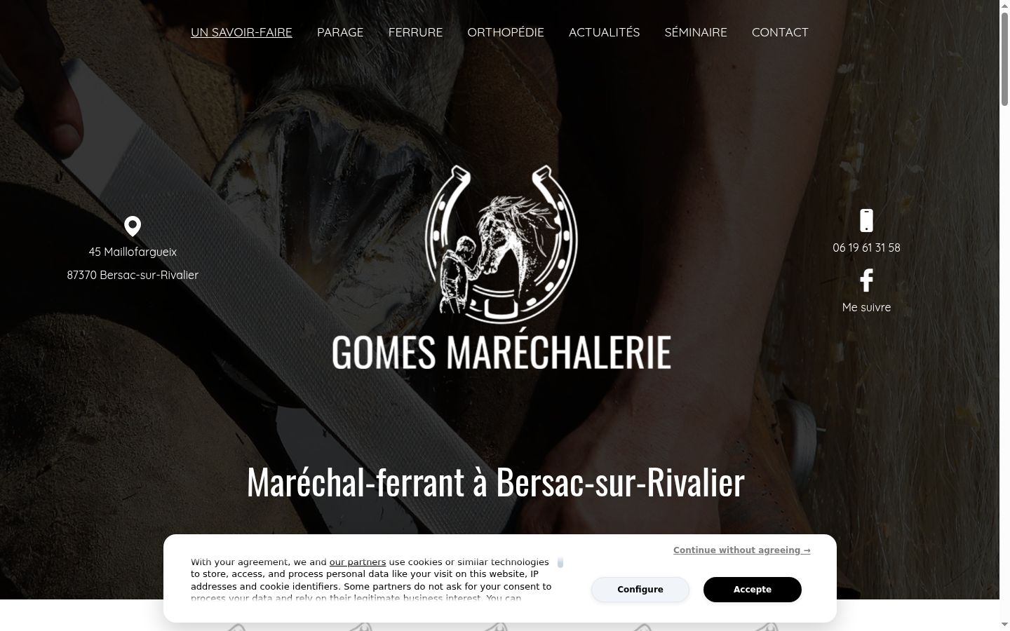 Capture d'écran de la bannière de consentement affichée avant toute interaction