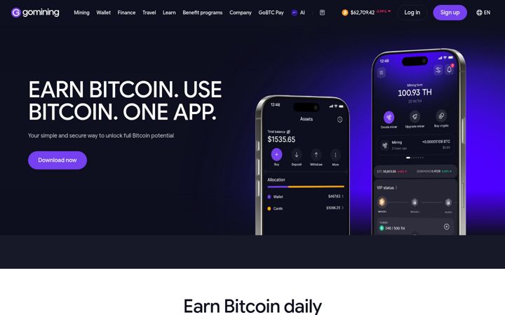 Screenshot von gomining.com
