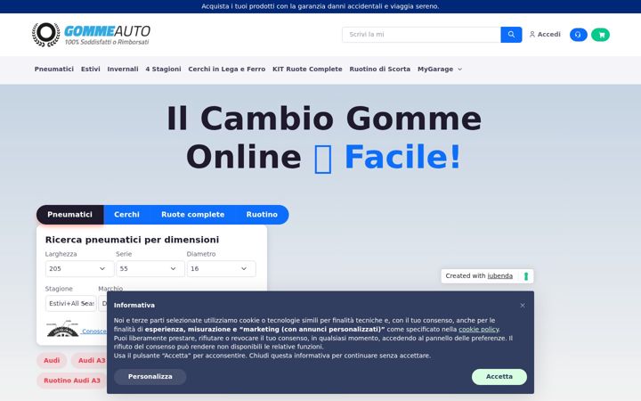Screenshot of gomme-auto.it