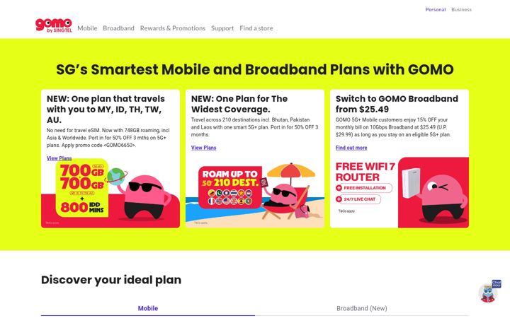 Screenshot of gomo.sg