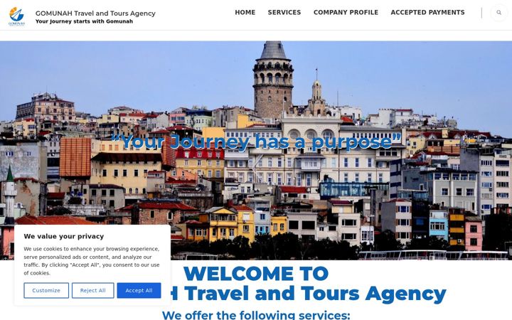 Screenshot of gomunahtravelandtoursagency.com