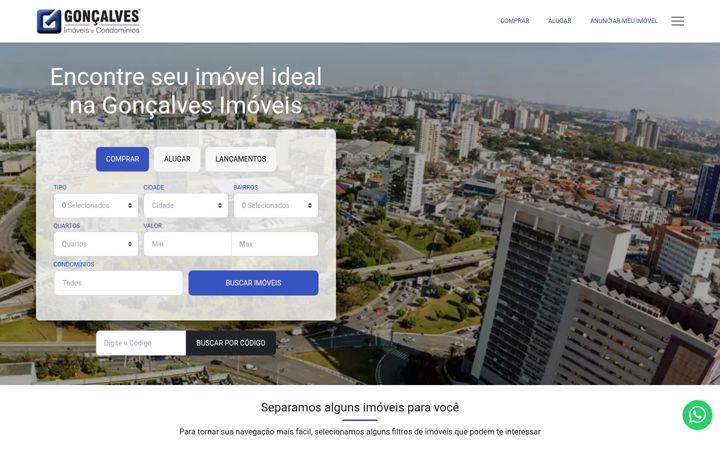 Screenshot of goncalvesimoveis.com.br
