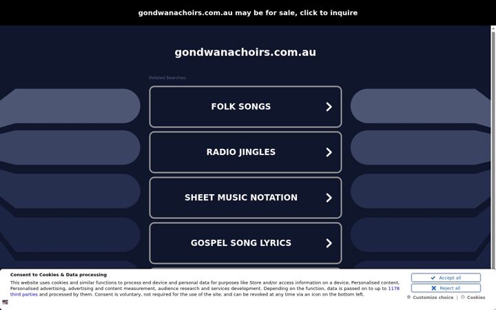 Screenshot of gondwanachoirs.com.au