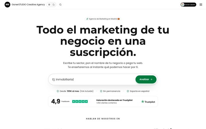 Screenshot van gonerstudio.com