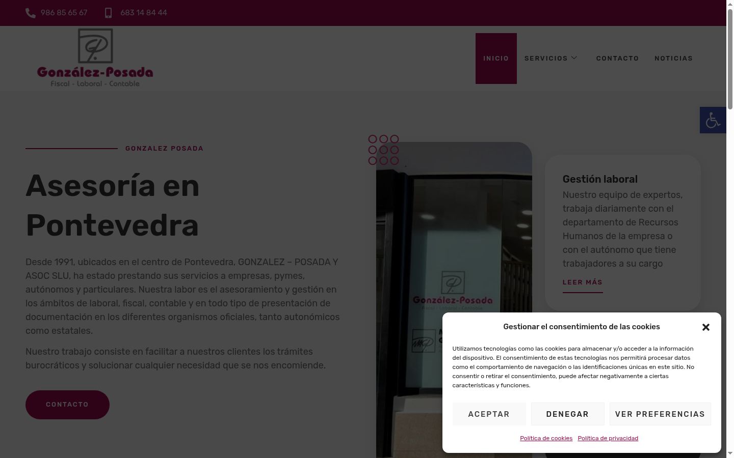 Screenshot del banner di consenso mostrato prima di qualsiasi interazione