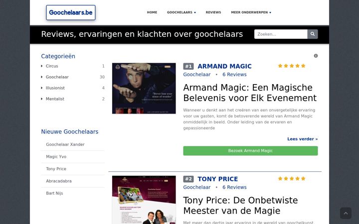 Screenshot of goochelaars.be