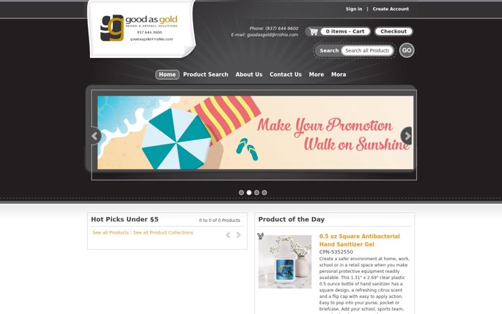 Screenshot of goodasgoldpromotions.com