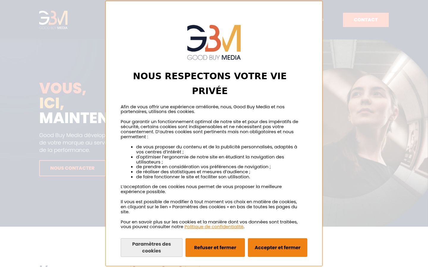 Screenshot of the consent banner shown before any interaction