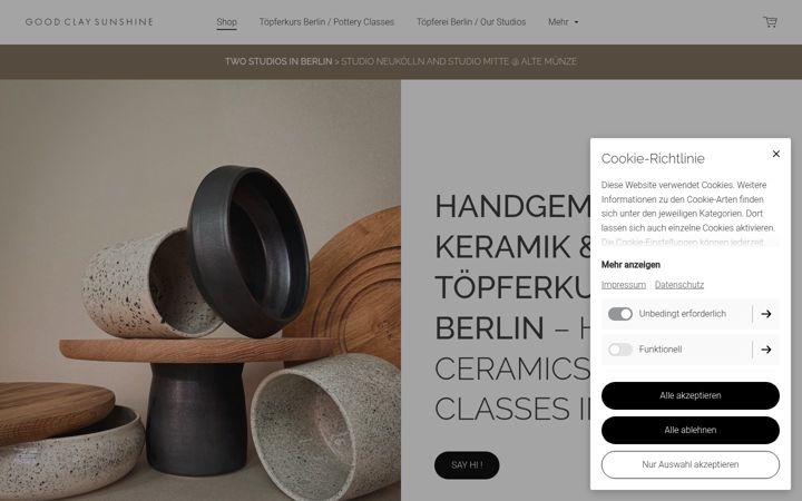 Screenshot of goodclaysunshine.com