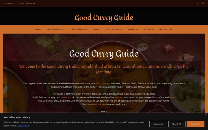 Screenshot of goodcurryguide.net
