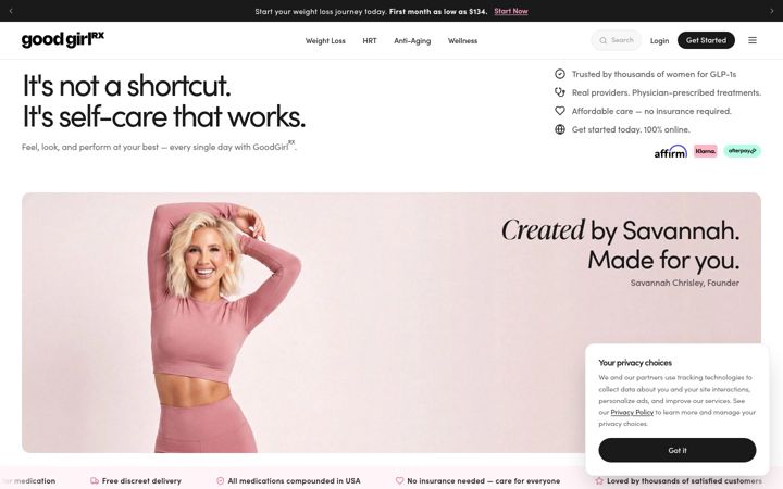 Screenshot of goodgirlrx.com