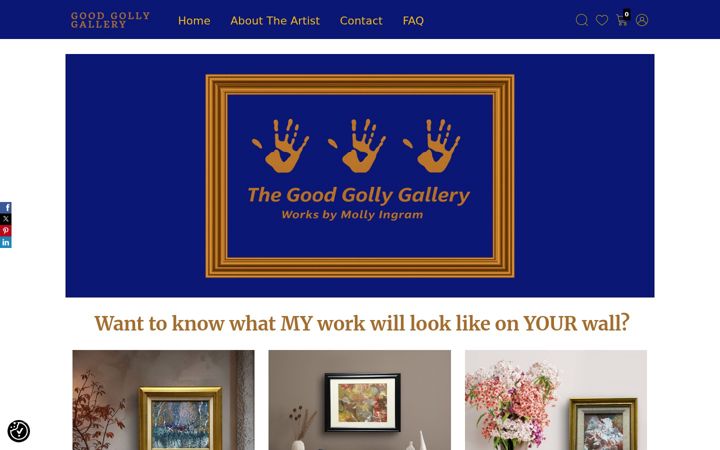 Screenshot of goodgollygallery.com