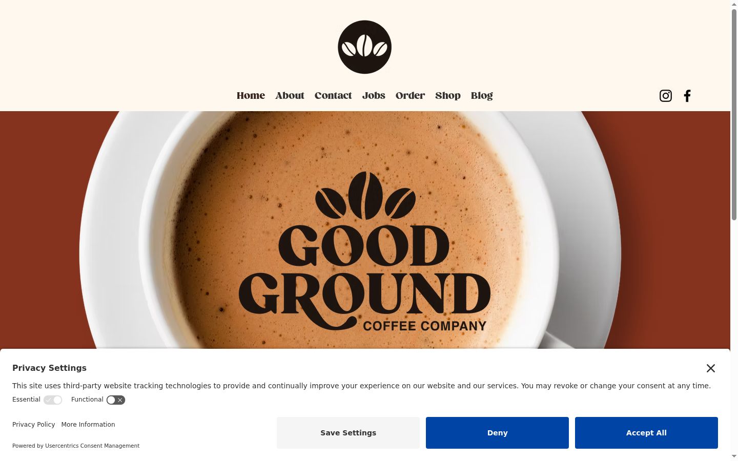 Screenshot del banner di consenso mostrato prima di qualsiasi interazione