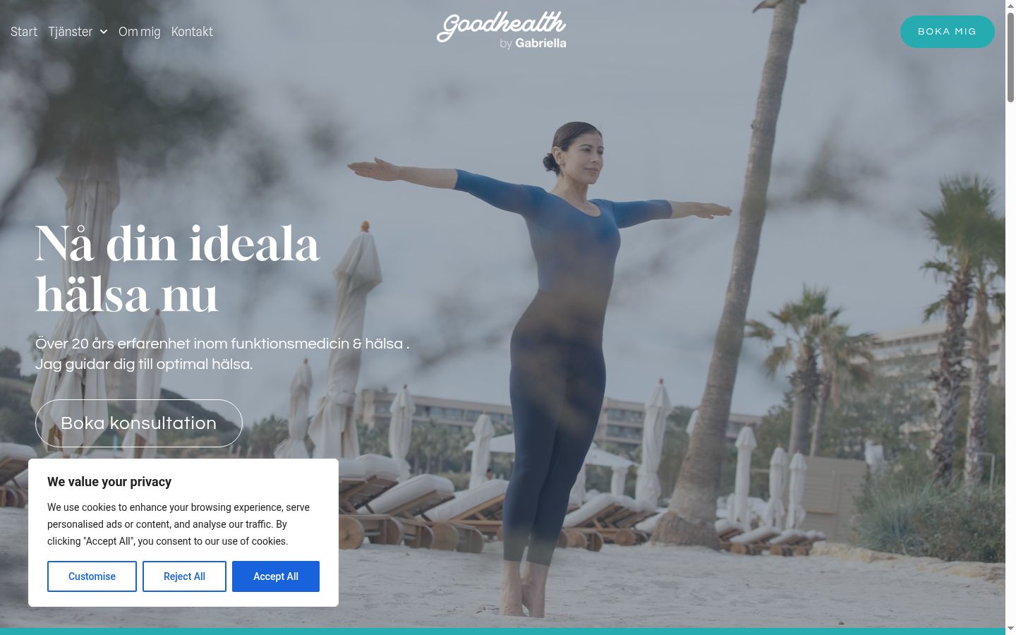 Captura de pantalla del banner de consentimiento mostrado antes de cualquier interacción