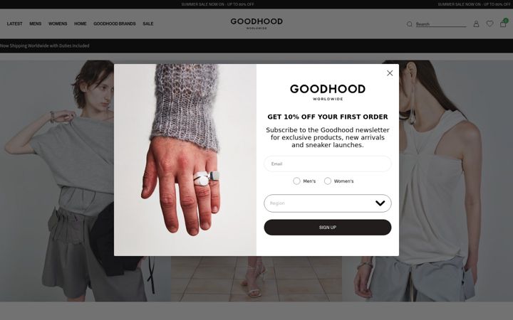 Screenshot of goodhoodstore.com