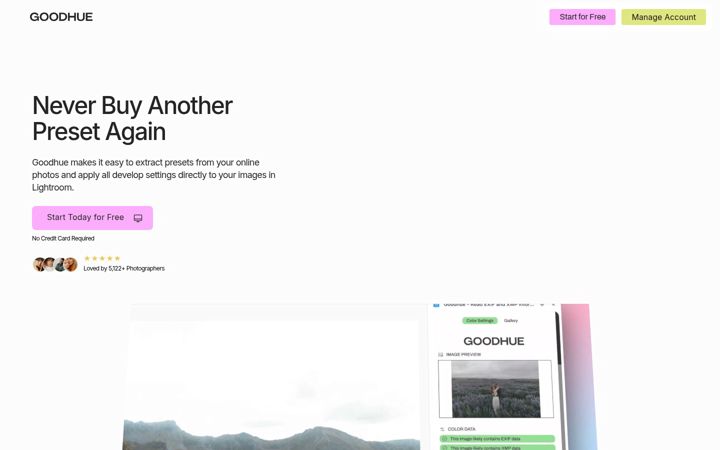 Screenshot of goodhue.io