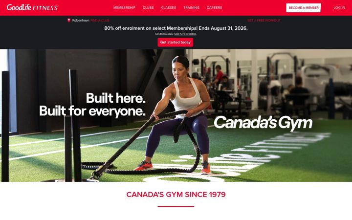 Screenshot of goodlifefitness.com