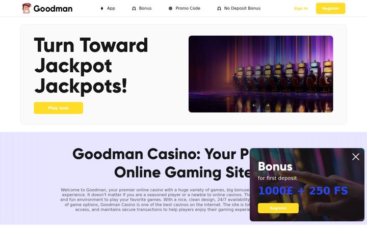 Screenshot of goodmancasino.io