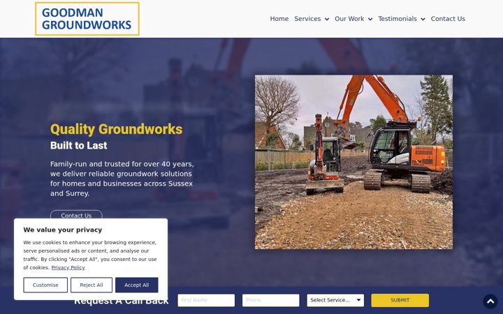 Screenshot of goodmangroundworks.co.uk
