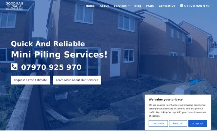 Screenshot of goodmanminipiling.co.uk