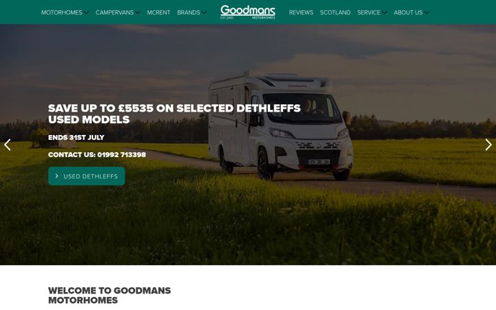 Screenshot of goodmansmotorhomes.com