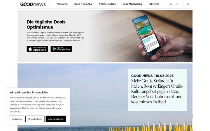Screenshot of goodnews.eu