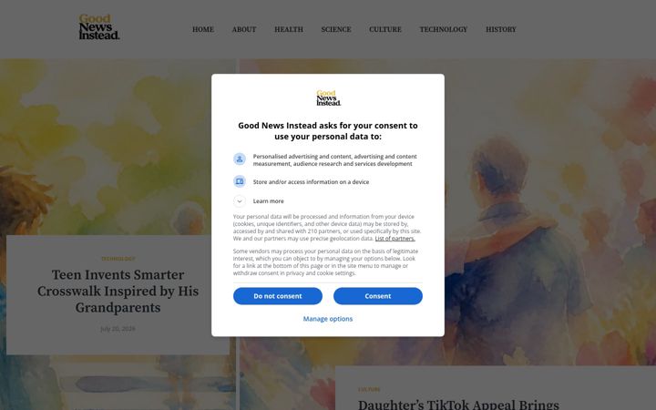 Screenshot of goodnewsinstead.com