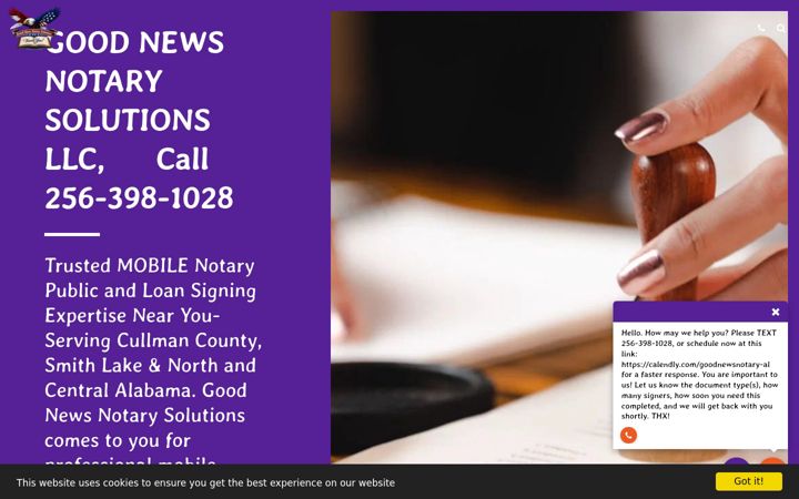 Screenshot of goodnewsnotarysolutions.com