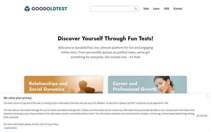 Screenshot of goodoldtest.com