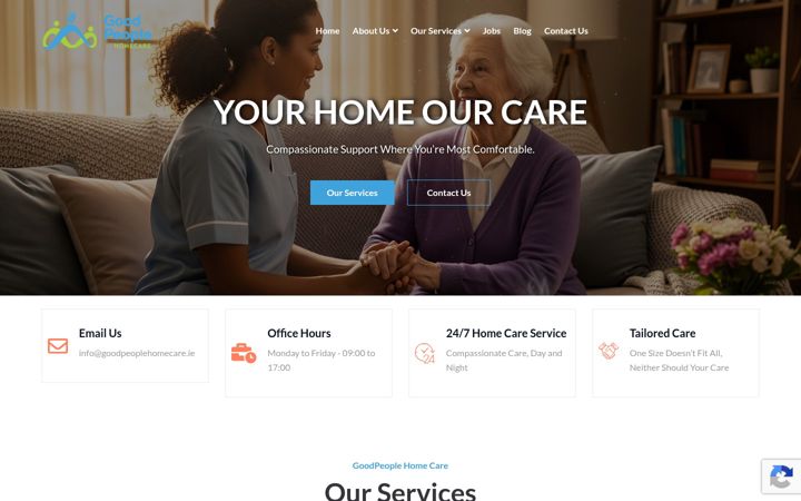 Screenshot of goodpeoplehomecare.ie