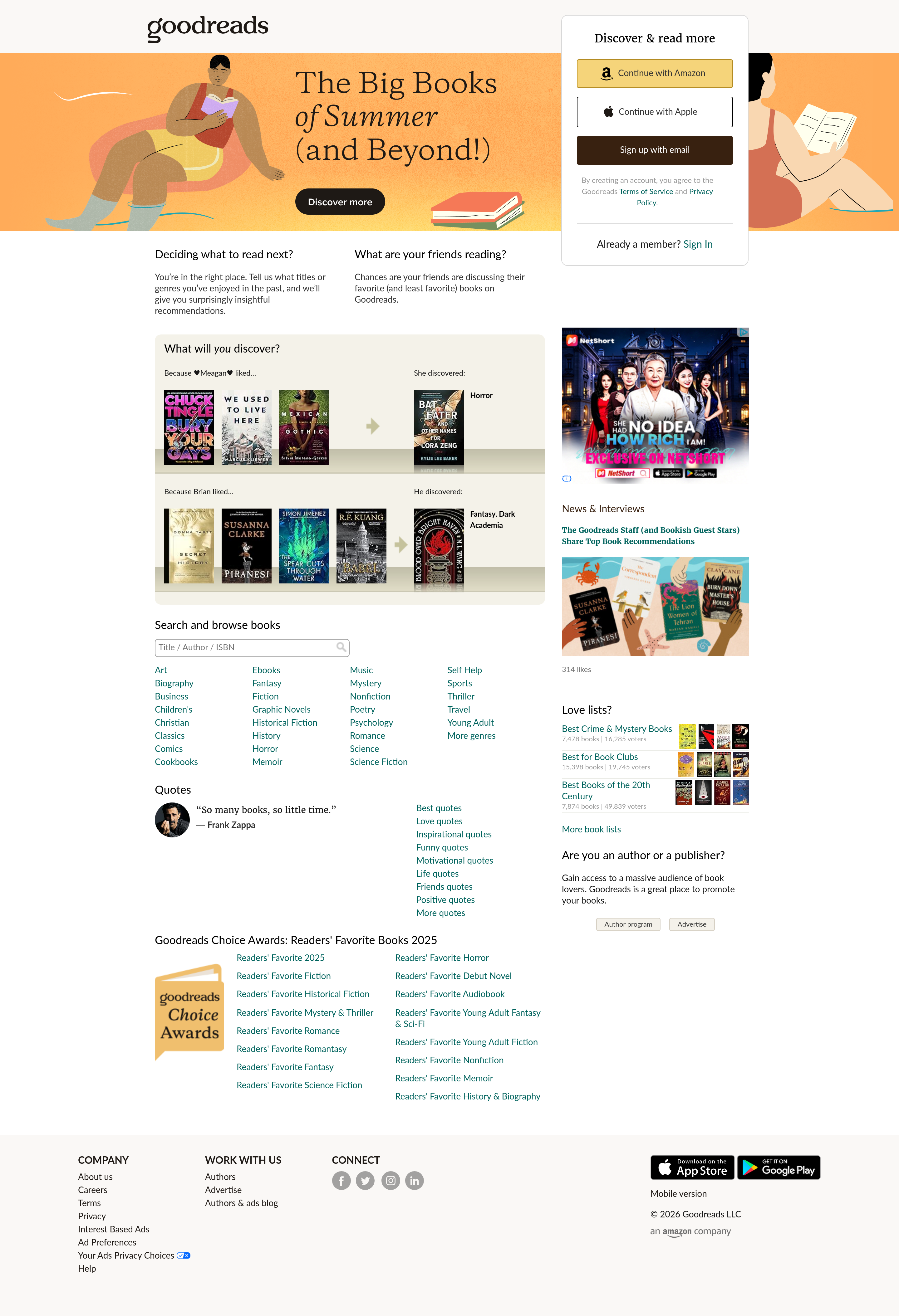 Screenshot of goodreads.com