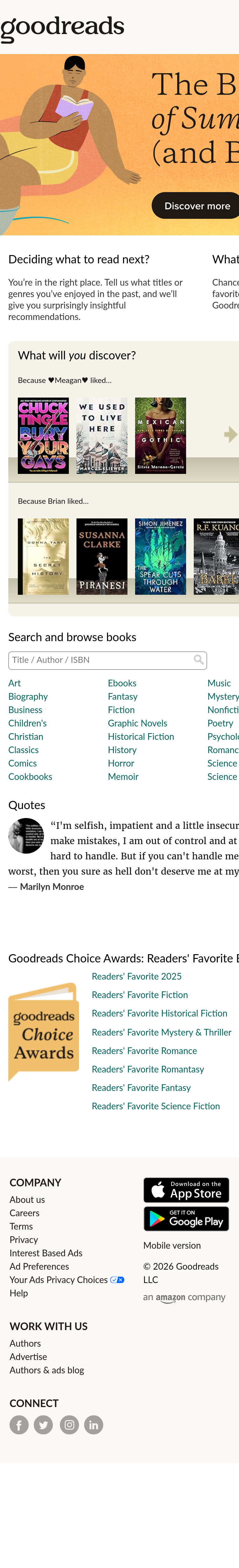 Mobile screenshot of goodreads.com