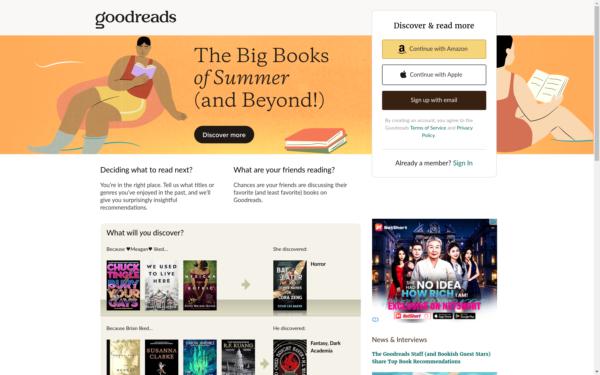 Screenshot of goodreads.com