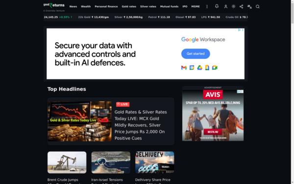 Screenshot of goodreturns.in