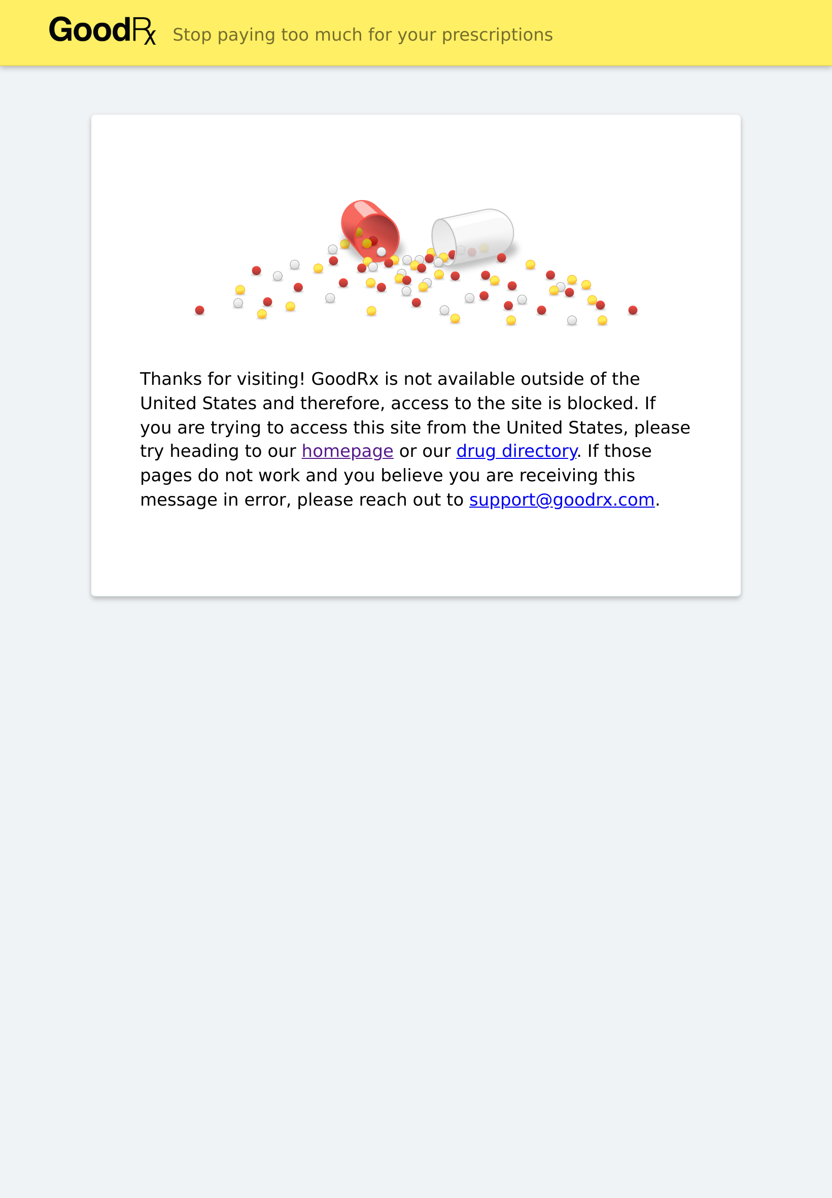 Tablet screenshot of goodrx.com